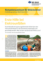 Kompetenzzentrum für Unternehmer - Fortbildung nach DGUV Vorschrift 2 "Erste Hilfe bei Elektrounfällen" (Ausgabe 1-2018)