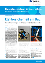 Titelbild des Kompetenzzentrums für Unternehmer - Fortbildung nach DGUV Vorschrift 2 "Elektrosicherheit am Bau Teil 2: Anforderungen an elektrische Betriebsmittel"